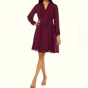 MSK Long Sleeve Burgundy Dress